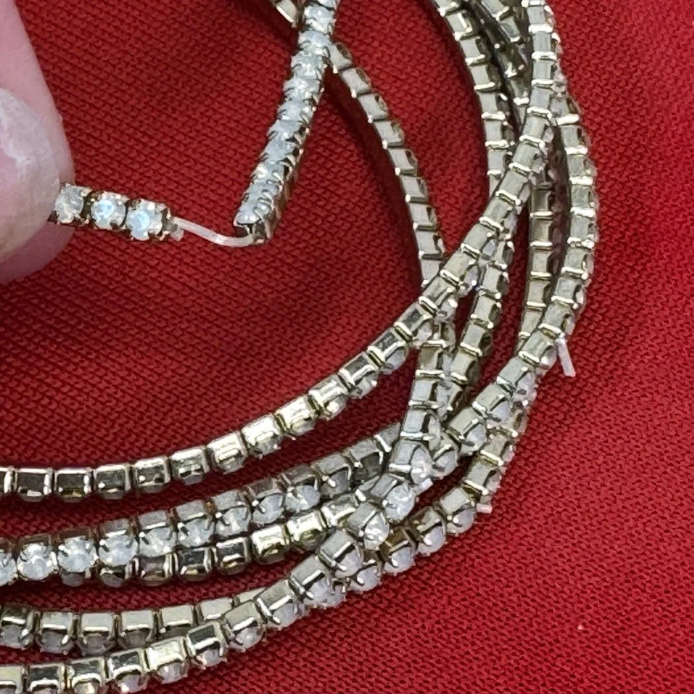 Six Layer Gold Tone Faux‎ Diamond Elastic Bracelet